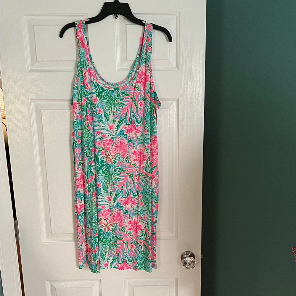 Lilly Pulitzer Green Sundress Sleeveless Scoop Neck Mini